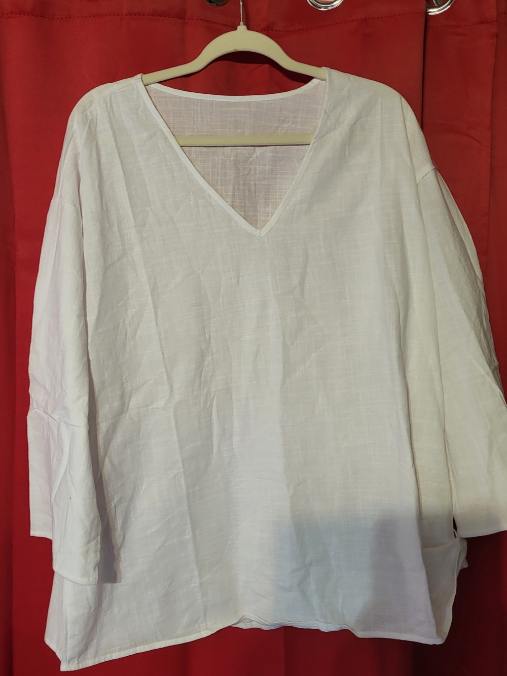 Amazon White V-Neck Linen-Blend Tunic